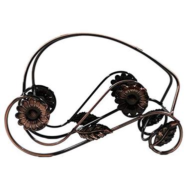 Imagem de Pkfinrd Adegas de vinho de ferro com girassol, flores, decoração de casa, suporte de vinho para artesanato (cor : latão)