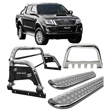 Imagem de Kit quebra mato+Estribo CHAPA+Santo Ant H3 Hilux CROMO 05/15