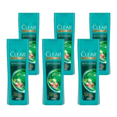 Imagem de Kit com 6 Shampoo Clear Botanique Anticaspa Anticoceira Com Jojoba 200ml