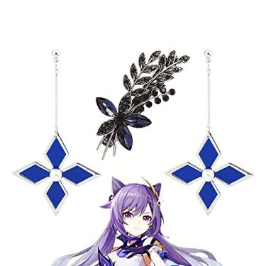 Imagem de Conjunto de Headwear Keqing Grampos de Cabelo Genshin Impact Hair Grampos para Mulheres Meninas Ferramentas de Estilo Presentes