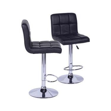 Imagem de Kit 02 Banquetas Boxbit Confort Madeira Estofada Preta Cromada