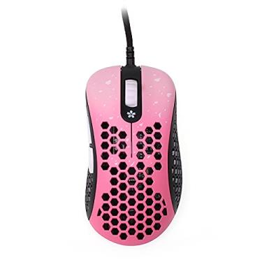 Imagem de Skoll Mini SK-S Sakura 50 g Ultraleve Design Honeycomb Mouse ergonômico para jogos com sensor 3389 – Patins PTFE – 16.000DPI – Cabo destacável (rosa)