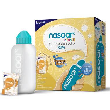 Imagem de Nasoar Infantil 0,9% Solução Nasal 15 envelopes + Lavador Nasal 120ml 15 envelopes