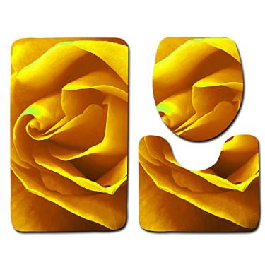 Imagem de Tapete de Banho Rosa Dia dos Namorados 3 Peças Conjunto de Banheiro Tapete Antiderrapante para Decoração de Casa Tapete de Banheiro, Conjunto de Três Peças 5,40cmX60cm