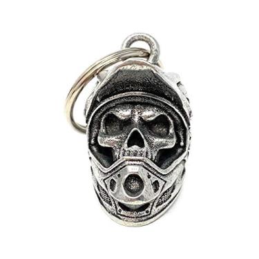 Imagem de Bravo Bells Sino de capacete de caveira de motocross – acessório de sino de motociclista ou chaveiro para boa sorte na estrada