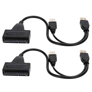 Imagem de GOSHYDA Cabo conversor de 2 peças, USB 2.0 SATA 7 + adaptador de 15 pinos, para SSD de 2,5 polegadas/disco rígido, 480 Mbps, compatibilidade, Plug and Play, PVC