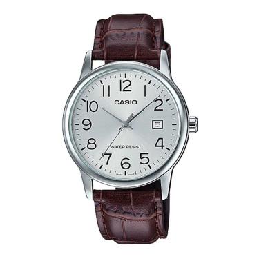 Imagem de Relógio Casio Masculino Analógico Prata Pulseira Couro MTP-V002L-7B2UDF