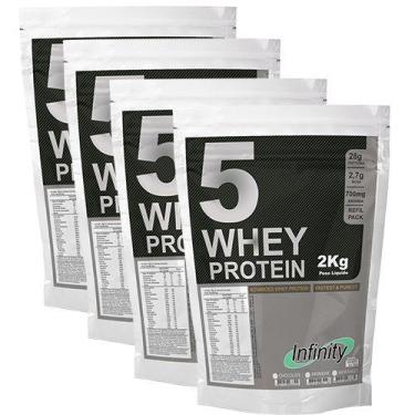 Imagem de Kit 4 Wheys Protein 5W 8 Kilos Proten Wey Morango - Infinity Labs