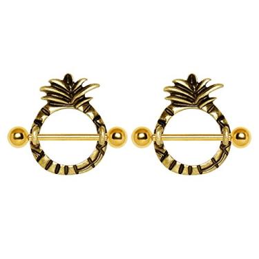 Imagem de Protetores de mamilo de abacaxi banhados a ouro – Vendidos em pares