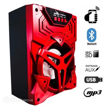 Imagem de Caixa de Som 10W RMS Portátil Conexão Bluetooth, USB, Cartão SD e Radio FM Vermelho - DBH4102