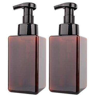 Imagem de Pacote com 2 dispensadores de sabonete de espuma recarregável de 355 ml, recipiente de bomba de plástico vazio para banheiro, pia de cozinha, hospital, clínica, Marrom