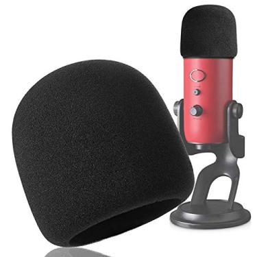 Imagem de YOUSHARES Filtro pop para microfones condensadores Blue Yeti, Yeti Pro, capa de microfone de espuma azul Yeti para melhorar a qualidade do som (preto)