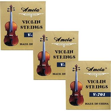 Imagem de Conjunto completo de 3 cordas de violino de aço inoxidável tamanho 4/4 E A D G