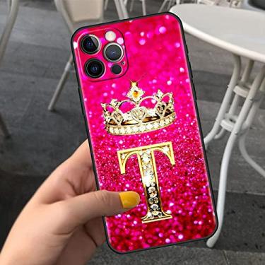 Imagem de Capa de telefone de carta de diamantes rosa para iPhone 11 7 12 13 Pro XR X XS Max 6 6S 8 Plus SE Capa macia à prova de choque Funda SE2022,B12,para iPhone 5 5S SE