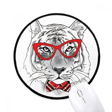 Imagem de DIYthinker Óculos Tigre Bonito Animal Mouse Pad Desktop Escritório Tapete Redondo para Computador