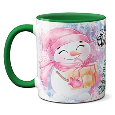 Imagem de Caneca Fofa Boneco De Neve Merry Christmas Papai Noel (Verde)