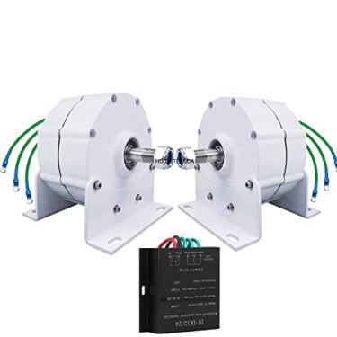 Imagem de Gerador de ímã permanente de alta eficiência de 6000W 12V 24V 48V Magnet 3 fase sem engrenagem Os alternadores AC Uso para o motor a diesel de turbina de água eólica (com base, branca),24v