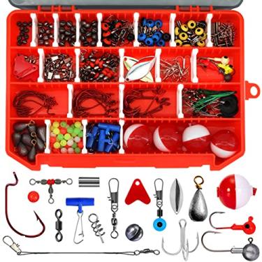 Imagem de Kit de acessórios de pesca 263pcs kit de equipamento de pesca gira ganchos tiros divididos artes de pesca para água salgada e água doce