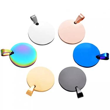 Imagem de CNBPIC 5Pcs/Lot Aço Inoxidável Redondo 6 Cores Espelho Polonês Tag Charme Pingente Joias