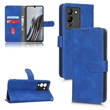 Imagem de Capas de telefone Business Skin Feel compatíveis com Infinix Note 12 G96 Note 12 VIP capa de couro slots para cartão clipe carteira capa de telefone à prova de choque (azul, Infinix Note 12 G96)