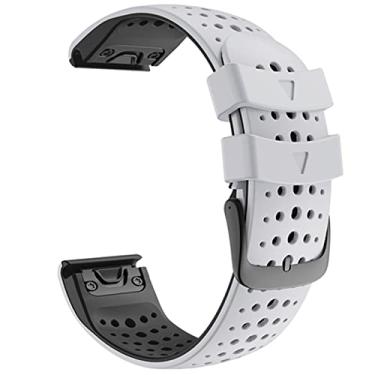 Imagem de WIKUNA Pulseira de relógio Quickfit colorida para Garmin Fenix 7 7X 5 5X 3 3 HR 945 Fenix 6 6X relógio silicone Easyfit pulseira 26 22MM pulseira (cor: branco preto, tamanho: Forerunner 935 945)