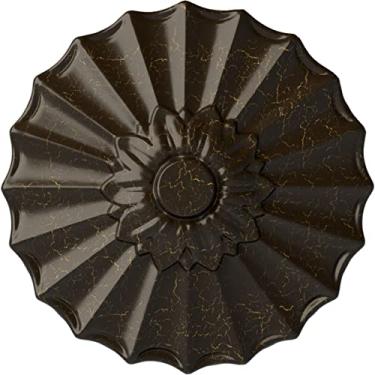 Imagem de Medalhão de teto Ekena Millwork CM09SHACS Shakuras, cobre antigo, 9"OD x 1 3/8"P (Fits Canopies up to 1 3/8"), Hand-Painted Stone Hearth Crackle