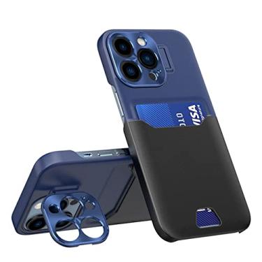 Imagem de Carteira com slot para cartão de luxo, capa de telefone para iPhone 14 Pro Max Plus 13 12 Mini câmera de proteção com suporte, capa de suporte, preto azul, para iPhone 13 min