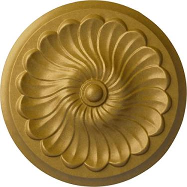 Imagem de Ekena Millwork CM12FLACS 12-1/4" x 2-1/4" Medalhão de teto em espiral de flor, 12 1/4"OD x 2 1/4"P (Fits Canopies up to 2"), Hand-Painted Pharaohs Gold