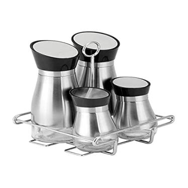 Imagem de Galheteiro Em Aço Inox 4 Pcs + Suporte