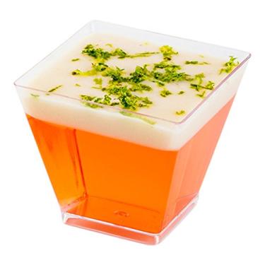 Imagem de Mini copo Kova de plástico transparente quadrado de 60 ml - 5 x 5 x 4 cm - Caixa com 20 unidades - Restaurantware