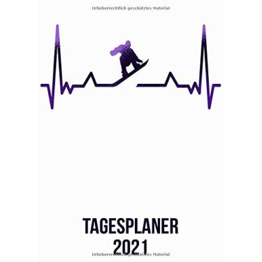 Imagem de Tagesplaner 2021: DIN A4 Kalender von 01/2021 - 12/2021 1 Tag = 1 Seite mit großem Tageskalender und großartiger Übersicht. Monatsübersicht, ... / Snowboard Fans heartbeat herzschlag