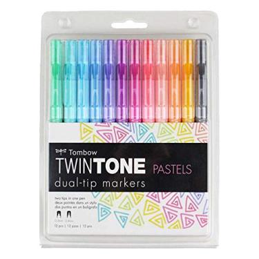 Imagem de Tombow Conjunto de marcadores TwinTone 61501, pastel, pacote com 12 marcadores de dois lados perfeitos para planejadores, diários, rabiscos e muito mais!, standart