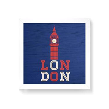 Imagem de Arte Maníacos Quadro decorativo com moldura caixa branca em Madeira - London Big Ben - 30x30cm