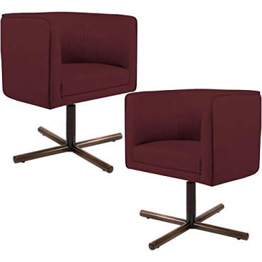 Imagem de Kit 02 Poltronas Decorativas Giratória Base X Betina D02 Veludo Marsala C-278 - Lyam Decor
