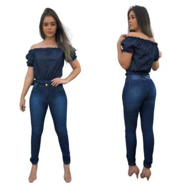 Imagem de Calça Jeans Feminina New Mark Skinny Levanta Bumbum (38, Azul Escuro)