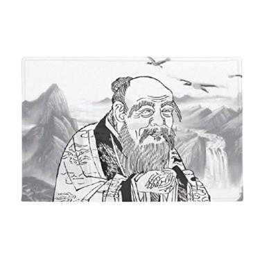 Imagem de DIYthinker Dao Religion Tapete de pintura de tinta chinesa tapete antiderrapante para porta de banheiro