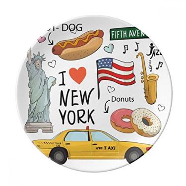 Imagem de I Love New York Hot Dog Donuts America Texi prato decorativo de porcelana salver louça de jantar