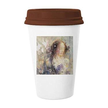 Imagem de Pausa XJJ Pintura a Óleo Art Deco Presente Caneca Moderna Café Copo Copo Cerâmica Tampa