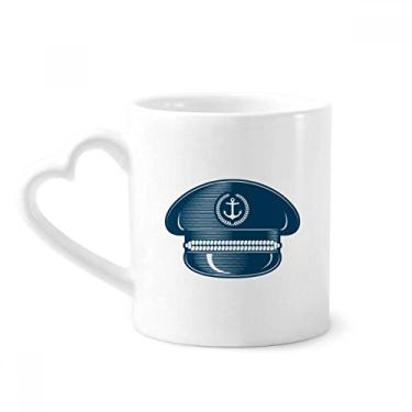 Imagem de Sailor Hat Navigation Military Ocean Caneca de café cerâmica copo de coração de vidro
