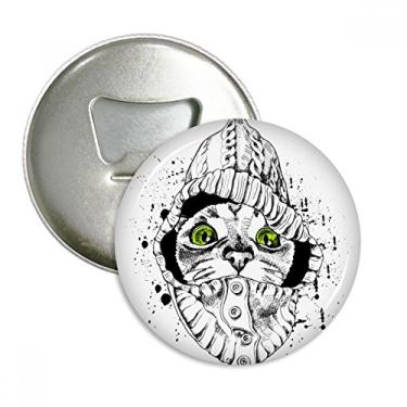 Imagem de Suéter branco cabeça de gato protege animal amante de estimação, abridor de garrafa, emblema multifuncional