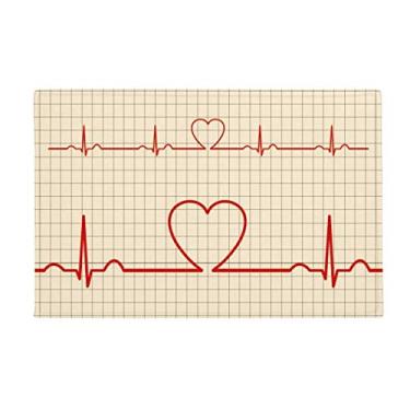 Imagem de DIYthinker Tapete com estampa de coração de eletrocardiograma, tapete antiderrapante para porta de banheiro
