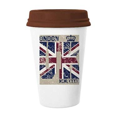 Imagem de Caneca de cerâmica com a bandeira da União Jack do Rei de Londres, Reino Unido, Caneca de vidro bebendo cerâmica