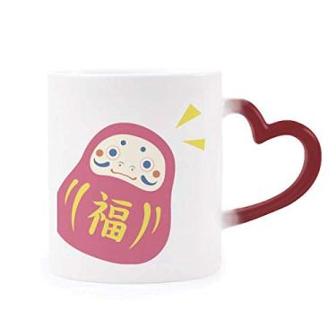 Imagem de Caneca de viagem japonesa Lucky Toy sensível ao calor Caneca vermelha que muda de cor