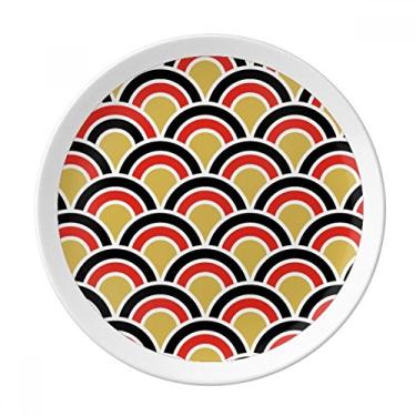 Imagem de Prato quadrado vermelho dourado preto padrão prato decorativo de porcelana salver talheres, louça de jantar