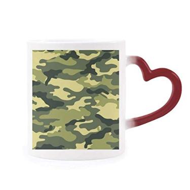 Imagem de Camuflagem Line Art Grain Illustration Pattern Heat Sensitive Mug Red Color Changing Grés Cup