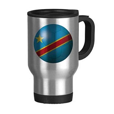Imagem de Caneca de viagem com bandeira nacional do Congo, futebol americano, tampa flip, copo de carro de aço inoxidável