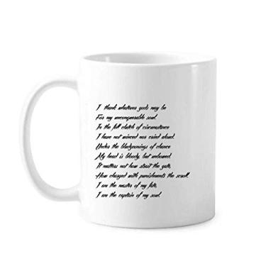 Imagem de Caneca clássica com citação de poesia Never Surrender imbatível Caneca de cerâmica branca presente com alças 350 ml