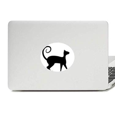 Imagem de Pet Lover Adesivo de notebook com desenho de animal de gato preto com emblema de vinil