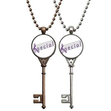 Imagem de OFFbb-USA Colar de chave com símbolo musical de espectro especial para decoração de casais