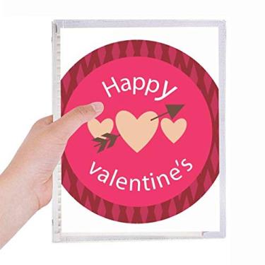 Imagem de Caderno rosa Happy Valentine's Day Coração Flecha, diário de folhas soltas recarregável